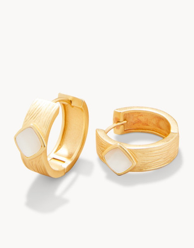 Spartina 449 Maera Mother Of Pearl Gold Hoop Earrings  