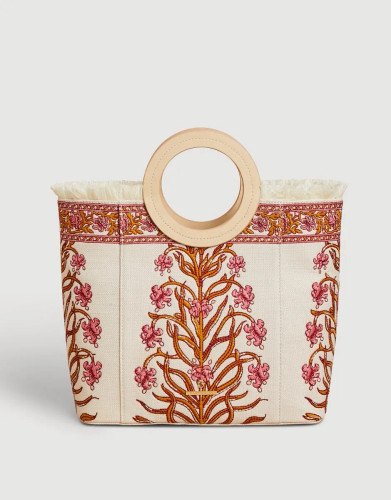 Spartina 449 Pepper Hall Woodblock Floral Resort Satchel Tote Purse Spartina 449 Pepper Hall Woodblock Floral Resort Satchel Tote Purse