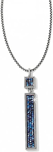 Brighton Blue Crystal Rocks Reversible Silver Bar Necklace