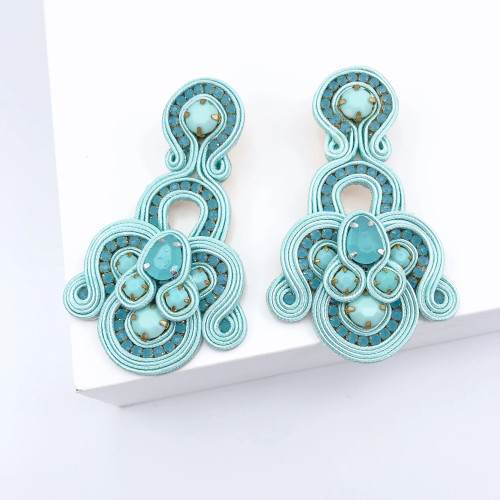 Brenda Embellished Dangle Earrings aqua