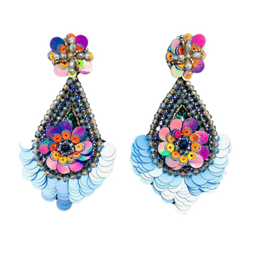 Allie Beads Blue Bailey Long Embellished Earrings