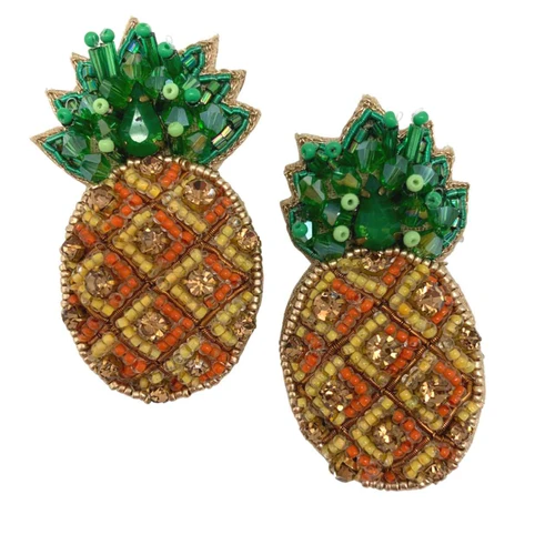 Allie Beads Pineapple Studs Embellished Earrings