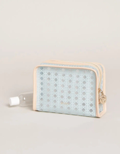 Spartina 449 Blue Cane Clear Travel Bottles Case Kit