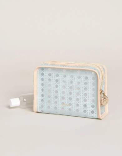 Spartina 449 Blue Cane Clear Travel Bottles Case Kit
