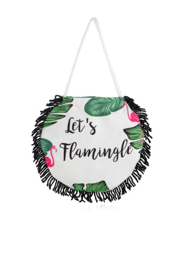 Let's Flamingle Flamingo Beach Towel and Carry Bag