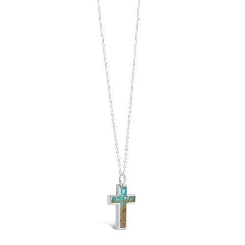 Dune Jewelry Silver Cross Gradient Boynton Beach Sand Turquoise Necklace Dune Jewelry Silver Cross Gradient Boynton Beach Sand Turquoise Necklace