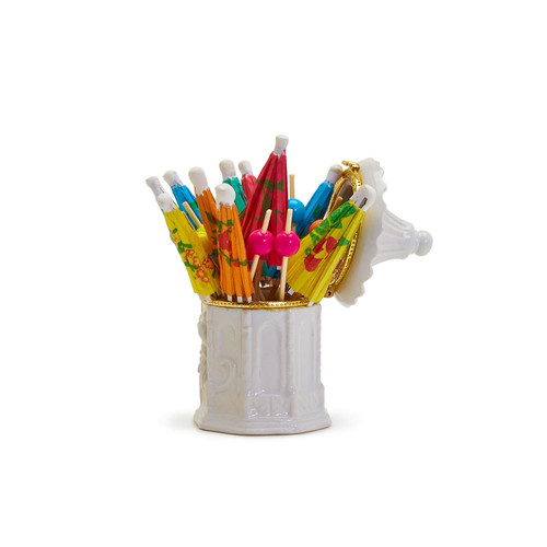 Two's Company Umbrella Bamboo Picks in Pagoda Limoge Holder  