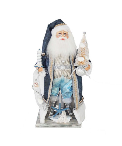 Kurt Adler Klaus Nautical Santa With Sailboat and Lighthouse Figurine Kurt Adler Klaus Nautical Santa With Sailboat and Lighthouse Figurine
