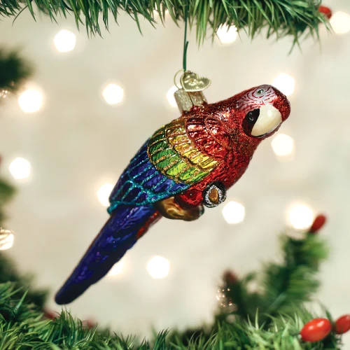 Old World Christmas Tropical Parrot Glass Tree Ornament