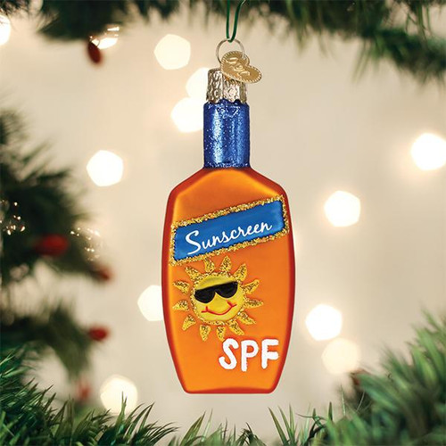 Old World Christmas Sunscreen Bottle Glass Tree Ornament
