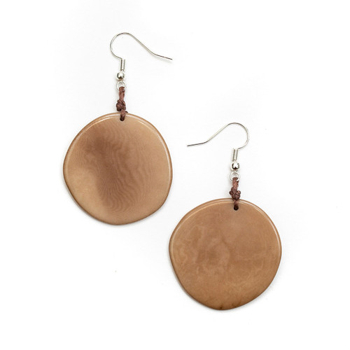 Oro Flat Circle Hoop Tagua Earrings