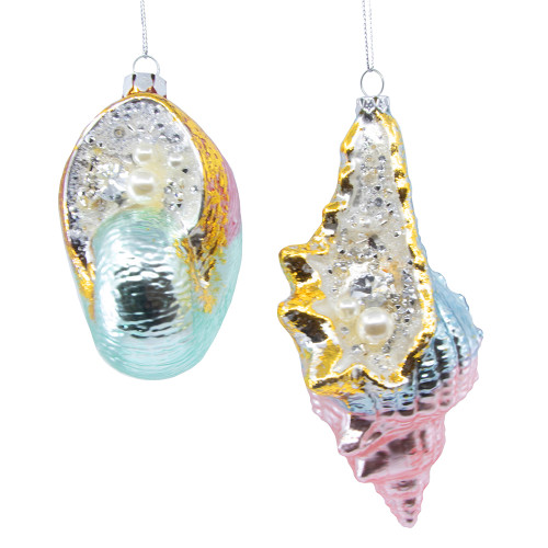 Kurt Adler Jeweled Glass Seashell Ornament