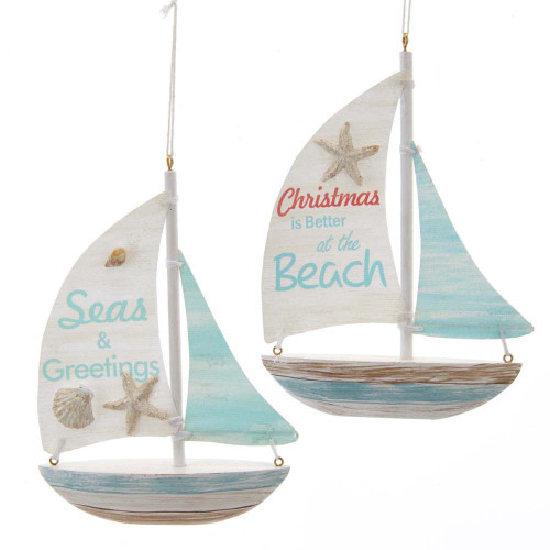 Kurt Adler Coastal Greetings Sailboat Ornament
