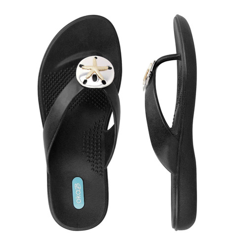 Oka-B Sandy Metallic Starfish Sand Dollar Flip Flop