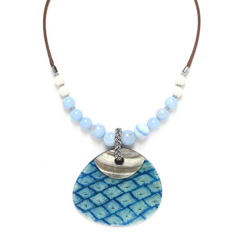 Nature Bijoux Les Calanqu Blue Snake Print Pendant Necklace