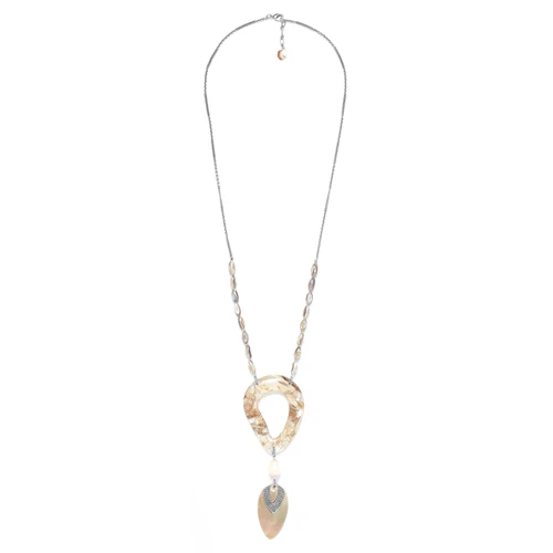 Nature Bijoux Altai Shell and Banana Bark Pink Pearl Necklace
