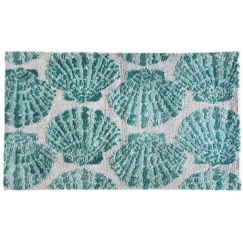Simple Spaces Green Scallop Shells Accent Rug