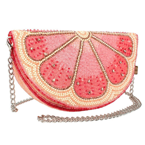 Mary Frances Pink Citrus In Paradise Crossbody Clutch Purse Mary Frances Pink Citrus In Paradise Crossbody Clutch Purse