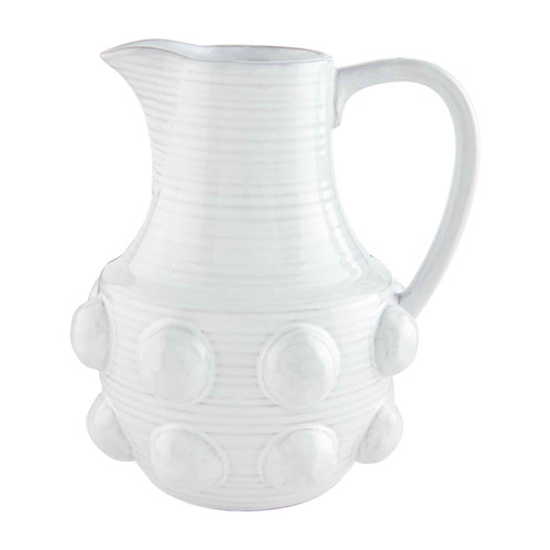Mud Pie White Beaded Terracotta Pitcher