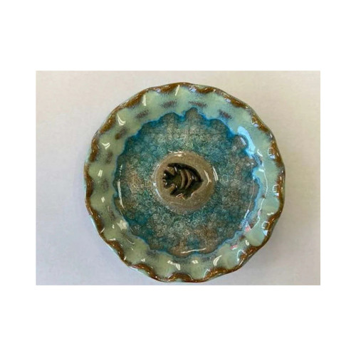 Down To Earth Pottery Tropical Fish Icon Glazed Trinket Dish
