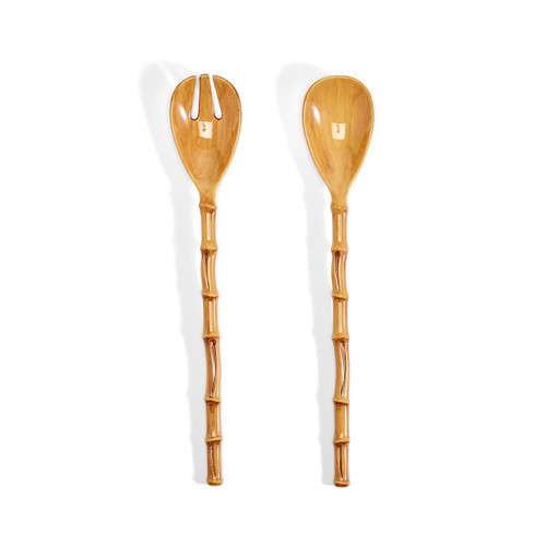 Two's Company Bamboo Touch Salad Spoon and Fork Server Set