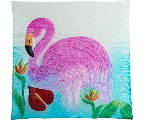 Flamingo Square Glass Serving Platter