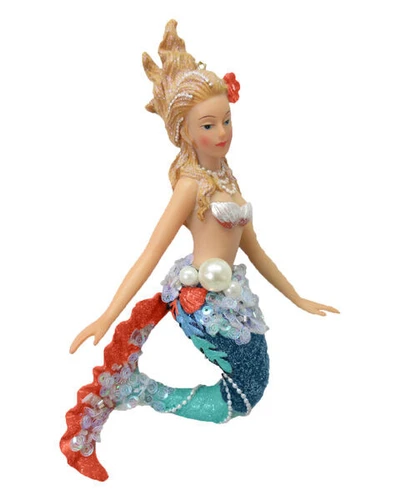 December Diamonds Glitter Mermaid Adorned With Pearls Christmas Tree Ornament