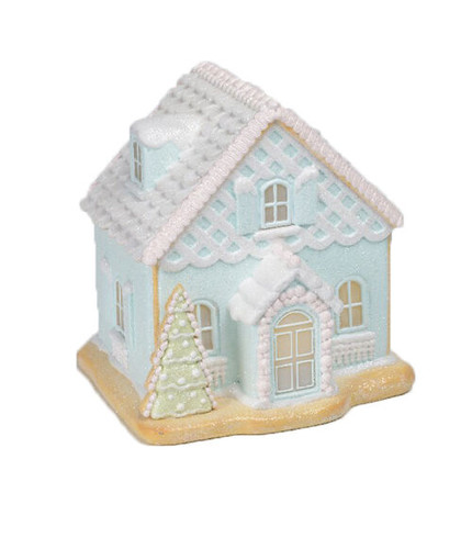 December Diamonds Coastal Blue Gingerbread LED Lighted Beach House December Diamonds Coastal Blue Gingerbread LED Lighted Beach House