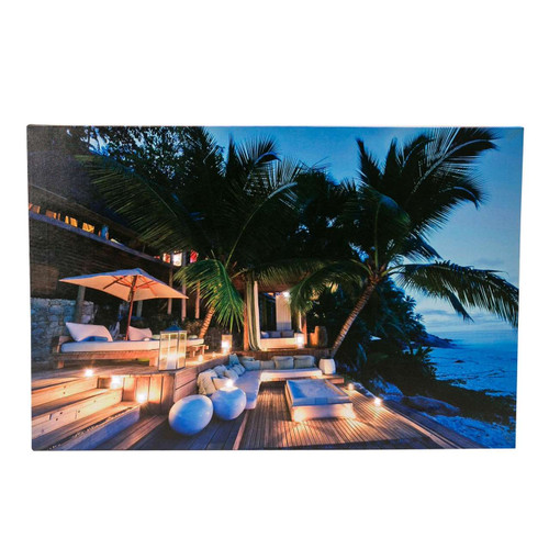 Ocean Beach House Back Deck LED Canvas Wall Art