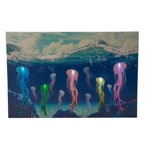 Colorful Jellyfish Under The Sea Light Up LED Canvas Wall Art