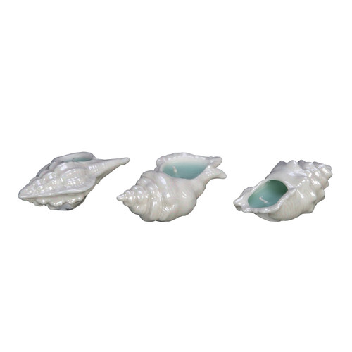 Mother Of Pearl Sea Shells Shaped Tea Light Candle Set of 3