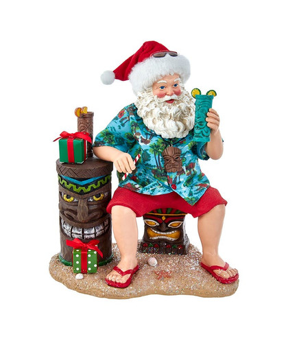 Fabriché™ Tiki Pole Beach Santa Figurine By Kurt Adler
