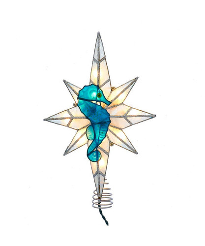 Kurt Adler Illuminated Blue Seahorse Star Of Bethlehem Christmas Tree Topper