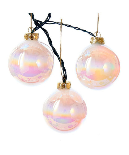 Kurt Adler Iridescent 6 Glass Christmas Balls Multicolor Color Changing Light Strand Set