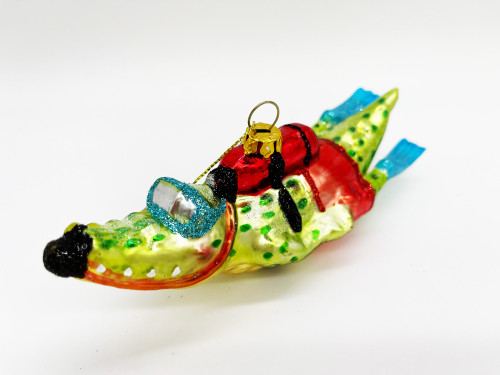 Alligator Scuba Diver Christmas Tree Ornament