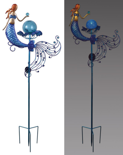 Sunset Vista Mermaid Spinning Garden Stake Solar Light   Sunset Vista Mermaid Spinning Garden Stake Solar Light