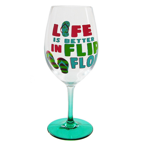 Life Is Better In Flip Flops Acrylic Wine Glass 