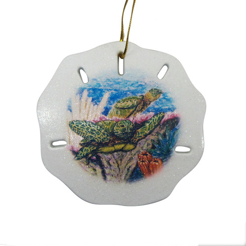 Sea Turtle Swimming Sand Dollar Christmas Tree Ornament Sea Turtle Swimming Sand Dollar Christmas Tree Ornament