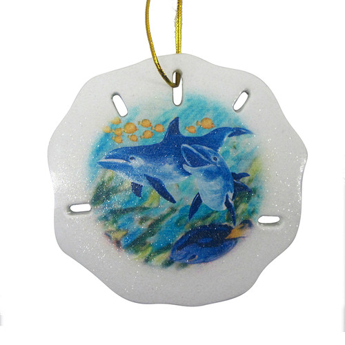Dolphins Swimming Sand Dollar Christmas Tree Ornament Dolphins Swimming Sand Dollar Christmas Tree Ornament