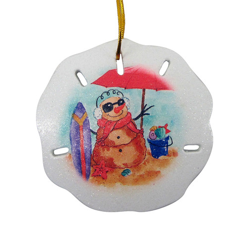Beach Sand Snowman Sand Dollar Christmas Tree Ornament Beach Sand Snowman Sand Dollar Christmas Tree Ornament
