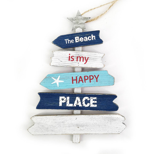 The Beach Happy Place Directional Sign Christmas Tree Ornament