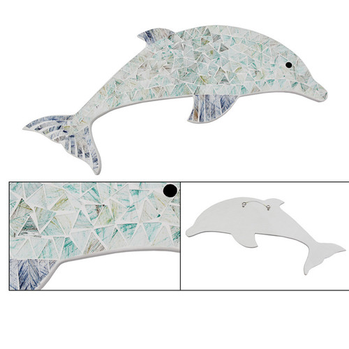 Dolphin Shaped Mosaic Glass Tiles Wall Art