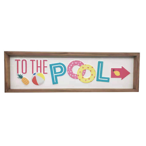 To The Pool Directional Arrow Framed Wall Sign