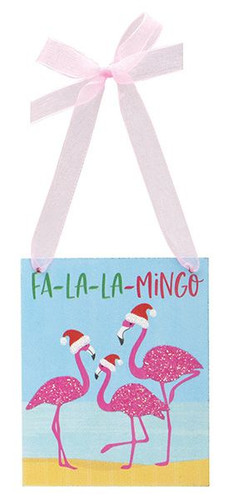 Cape Shore Fa-La-La-La-Mingo Flamingo Sign Christmas Tree Ornament