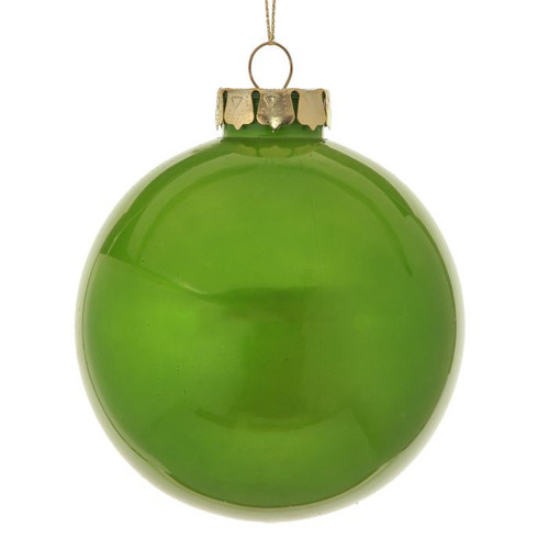 Glass Look Apple Green 4" Ball Christmas Tree Ornament  