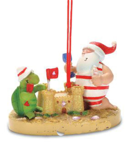 Cape Shore Santa Making A Sandcastle Beach Christmas Tree Ornament