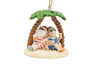 Cape Shore Santa & Mrs Claus Secret Palm Tree Hideaway Christmas Tree Ornament
