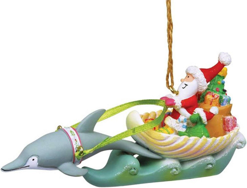 Cape Shore Santa Dolphin Sea Shell Sleigh Christmas Tree Ornament