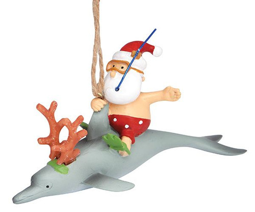 Cape Shore Santa Riding A Reindeer Dolphin Christmas Tree Ornament