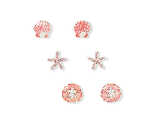 Periwinkle Pink Coastal Trio Stud Earrings Set